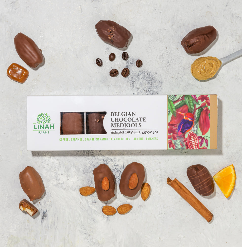 Linah Farms Belgian Chocolate Medjools stuffed flavors 7 Dates